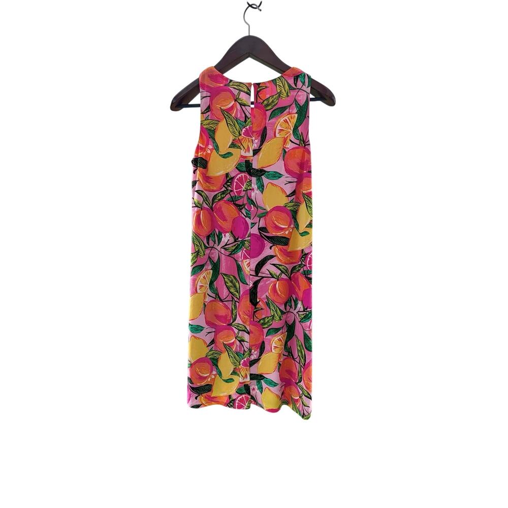 Cappagallo Pink Citrus Print Sleeveless Shift Dress Size Medium